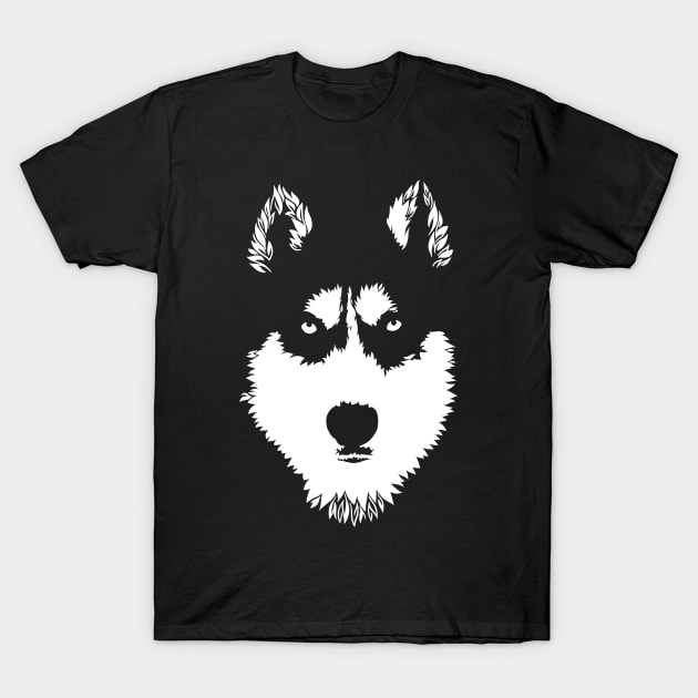 Husky Negative Space T-Shirt by polliadesign